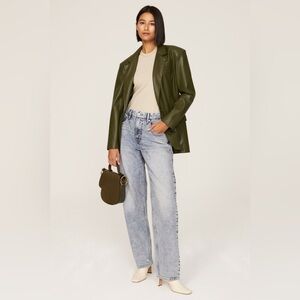 Blank NYC Olive Green Vegan Leather blazer Size: M